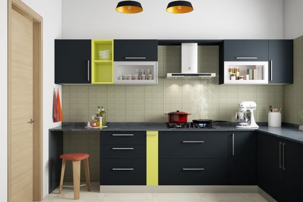 Modular Kitchen Light Green Finish